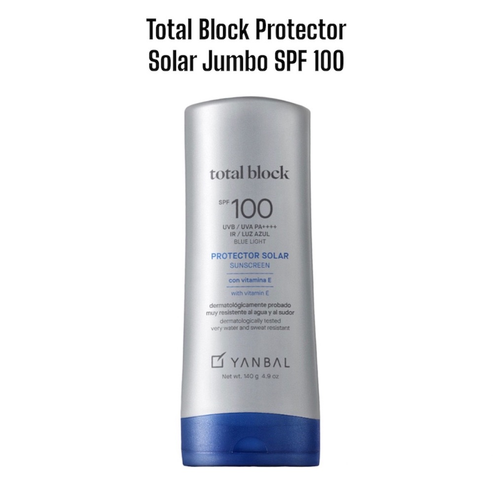 Total Block JUMBO Sunscreen SPF100 4.9oz Protector Solar Hidratante by YANBAL